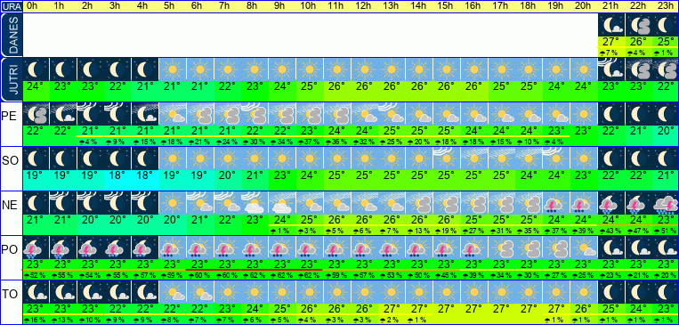 Vreme po urah 7 dni