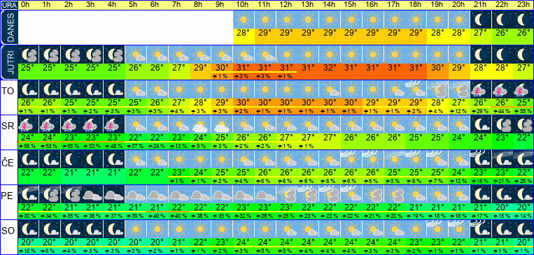 Vreme po urah 7 dni