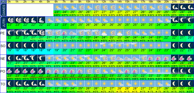 Vreme po urah 7 dni