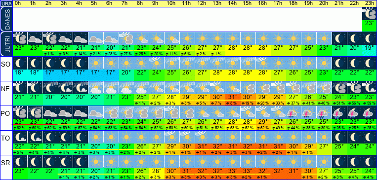 Vreme po urah 7 dni
