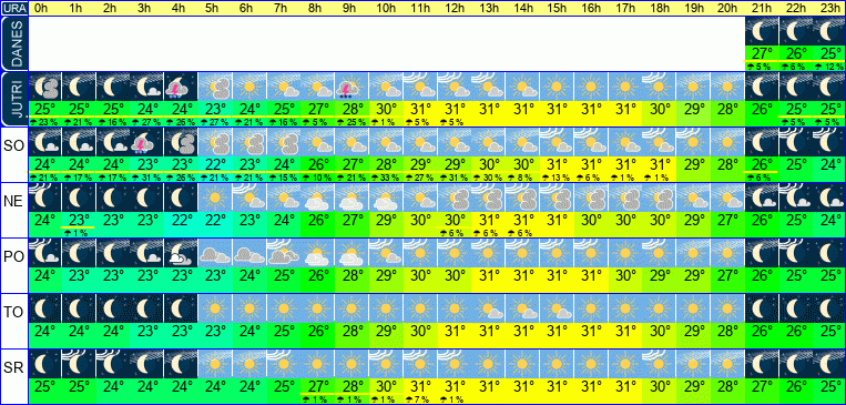 Vreme po urah 7 dni