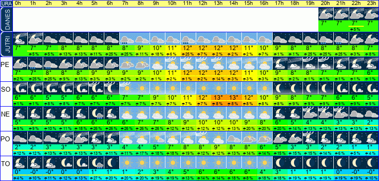 Vreme po urah 7 dni
