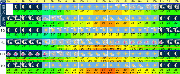Wetter pro Stunde 7 Tage