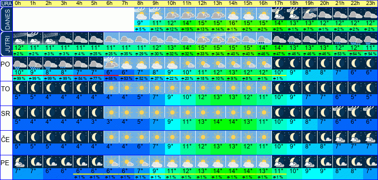Vreme po urah 7 dni