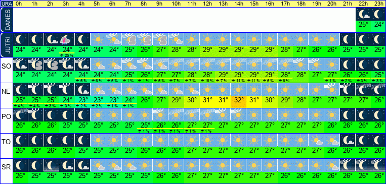 Vreme po urah 7 dni