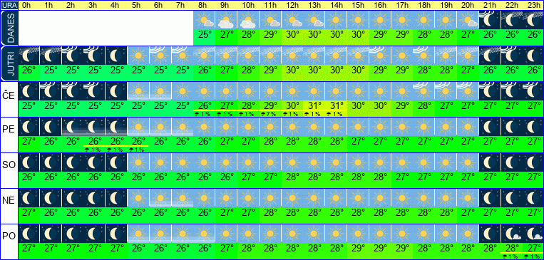 Vreme po urah 7 dni