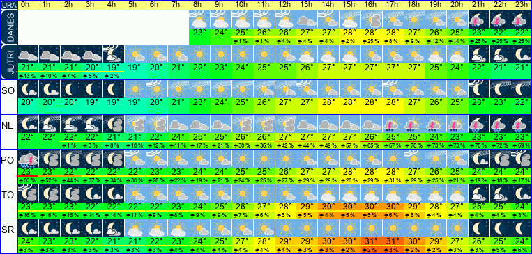 Vreme po urah 7 dni
