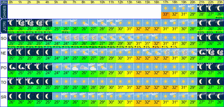 Vreme po urah 7 dni