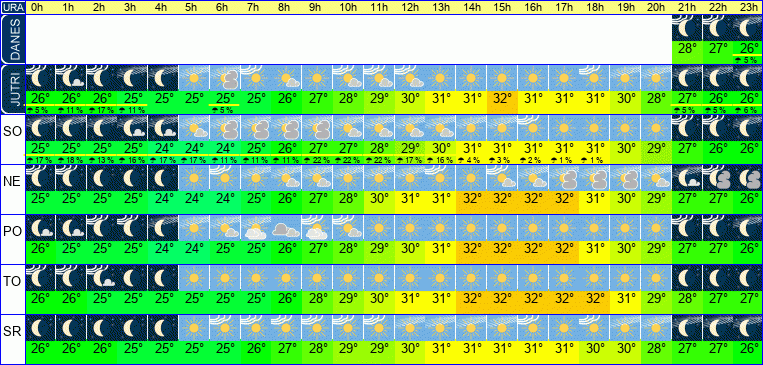 Vreme po urah 7 dni