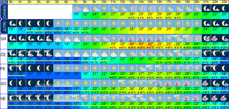 Vreme po urah 7 dni