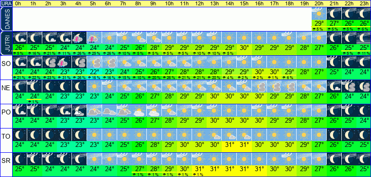 Vreme po urah 7 dni