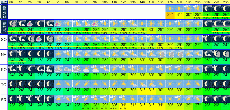 Vreme po urah 7 dni