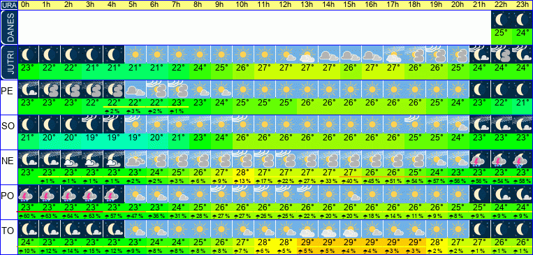 Wetter pro Stunde 7 Tage