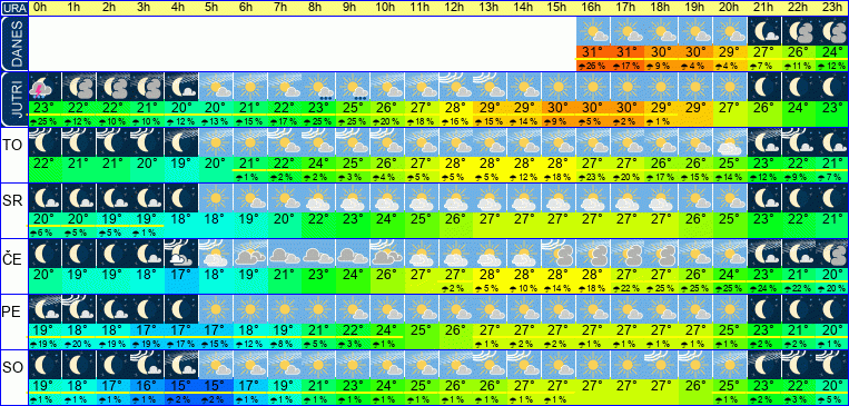 Vreme po urah 7 dni