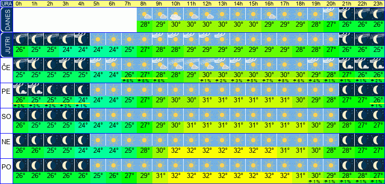 Vreme po urah 7 dni