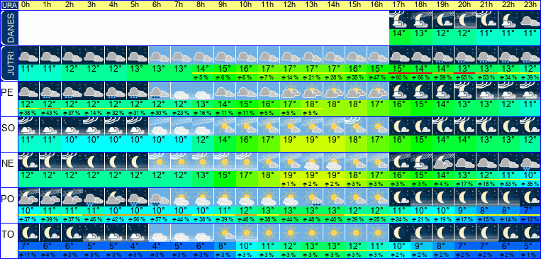 Vreme po urah 7 dni
