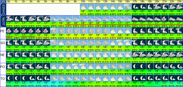 Vreme po urah 7 dni