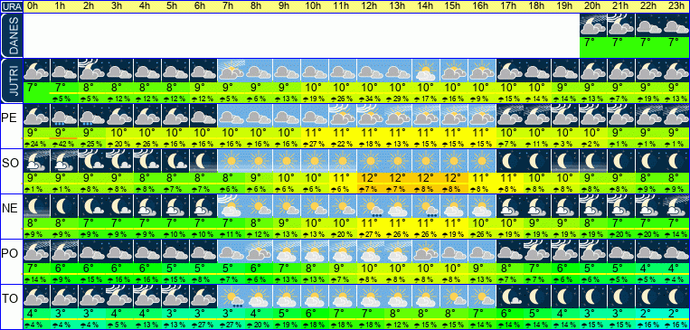 Vreme po urah 7 dni