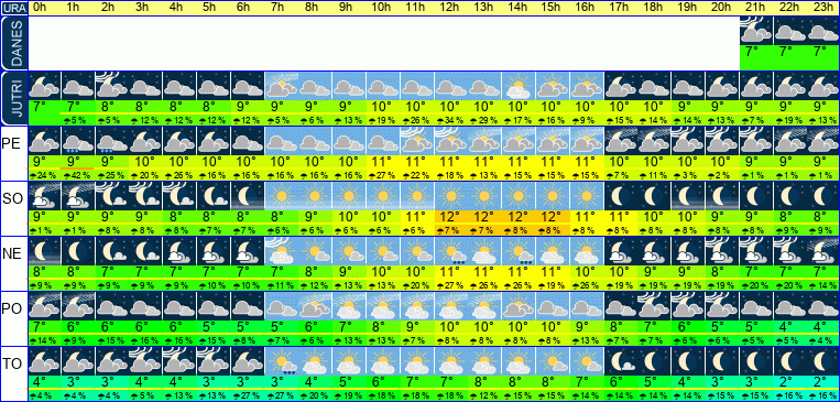 Vreme po urah 7 dni