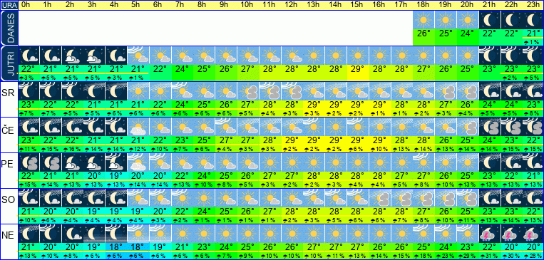 Wetter pro Stunde 7 Tage