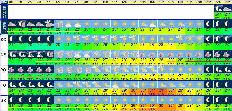 Vreme po urah 7 dni