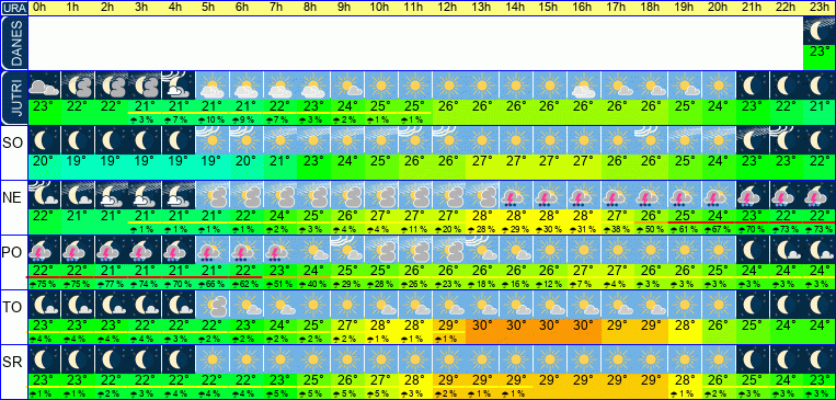 Vreme po urah 7 dni