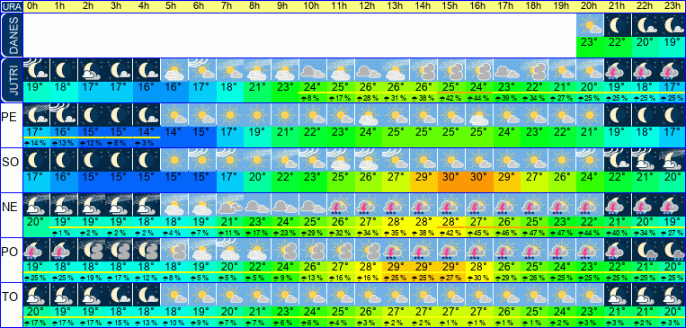 Vreme po urah 7 dni